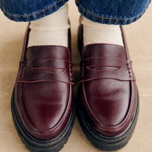 Sézane | Albane Loafers | Glossy Burgundy | Size 39